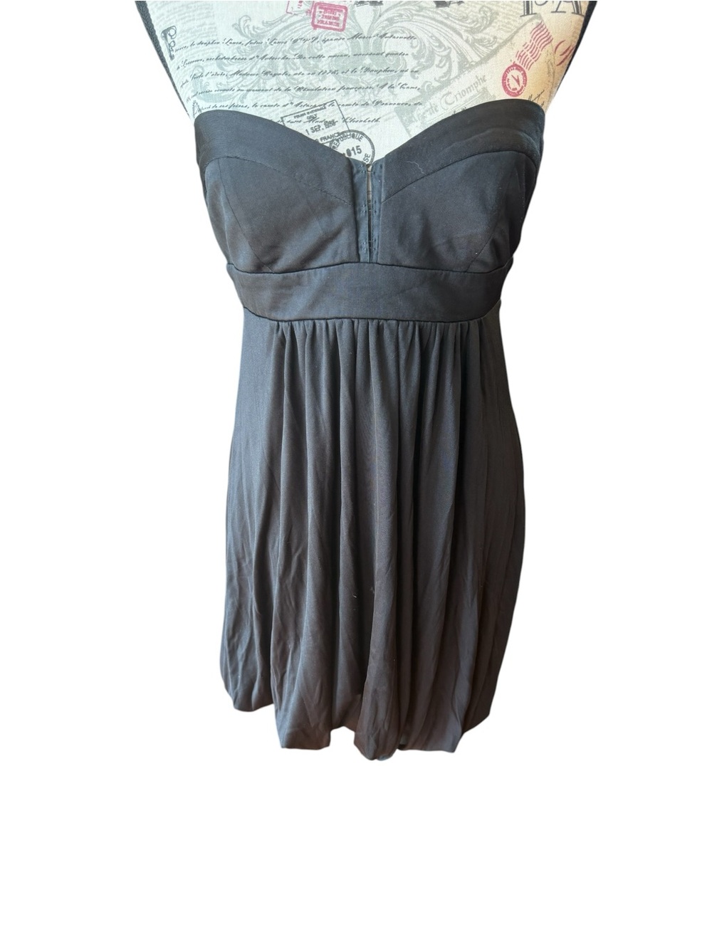 bebe Strapless Black Bubble-Hem Dress